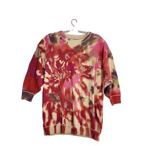 Natural Life Tie Dye Taylor Sweater L/XL Pink Red Cotton Oversized Boho Hippie